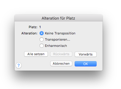 Dialogbox Alteration für Platz